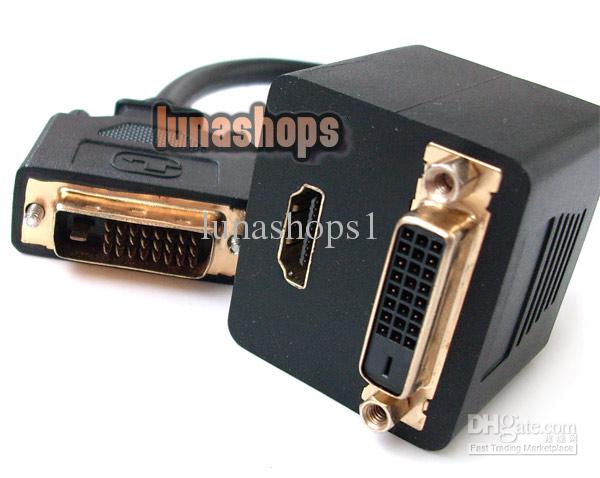 Adaptateur DVI-D 24+1 Femelle Vers HDMI Mâle - Câble 15 Cm, Doré, Pour Connexion Vidéo Numérique